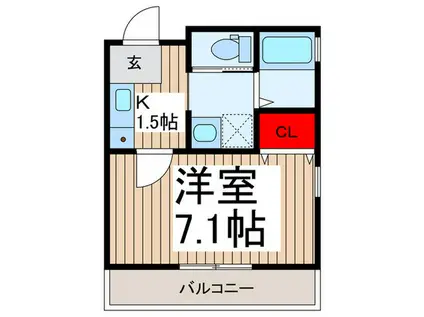 RERA(1K/2階)の間取り写真