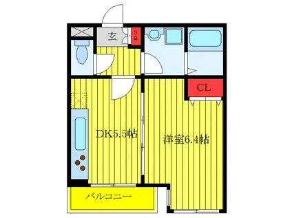 クィーンズガーデン(1DK/3階)の間取り写真