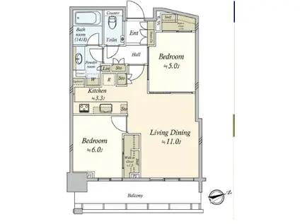 GLOBAL FRONT TOWER(2LDK/7階)の間取り写真