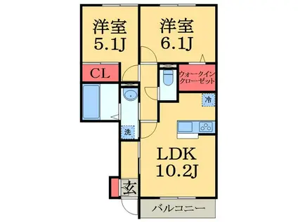 ラ・クレーチェSW(2LDK/1階)の間取り写真