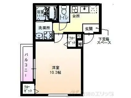 フジパレス井高野駅西II番館(1K/3階)の間取り写真