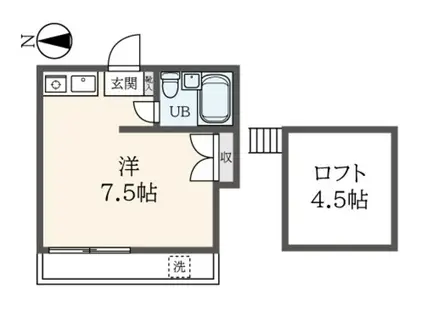 ハッピーハイム新川(ワンルーム/2階)の間取り写真