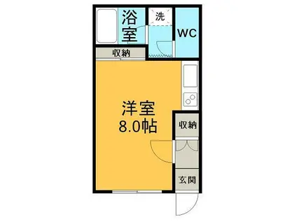 ハイツノースグラスII(ワンルーム/1階)の間取り写真