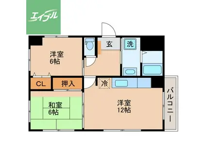 プレーン中園(2LDK/2階)の間取り写真