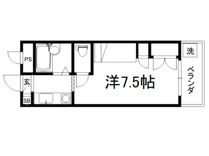 セレーネ田辺IV(1K/4階)の間取り写真