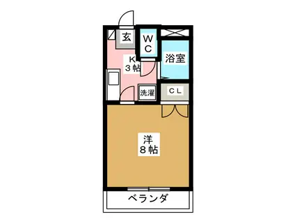 フラワーハイツ横田(1K/1階)の間取り写真