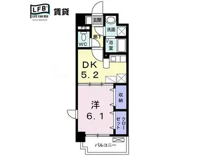 プラシード・ボスコ(1DK/3階)の間取り写真