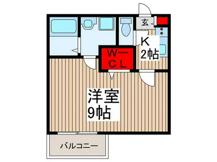 LA LUCE星の宮(1K/2階)の間取り写真