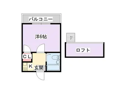 ハーモニープレイス香里ノース(1K/2階)の間取り写真