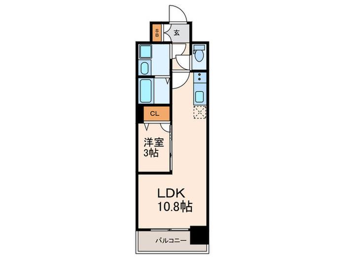 ソルテラスKYOTO西大路 瑠(1LDK/2階)の間取り写真