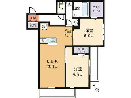 M.DALBERSHE武蔵小杉(2LDK/1階)の間取り写真