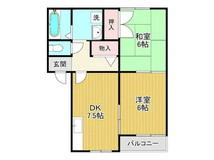ハイツイーグル(2DK/1階)の間取り写真