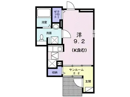 フロイデ KANAGEN III(ワンルーム/1階)の間取り写真