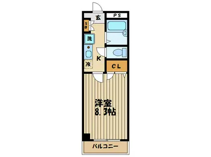 カフルイ・アパートメント(1K/B1階)の間取り写真