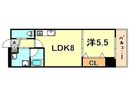 ウィングコート小松(1LDK/10階)の間取り写真