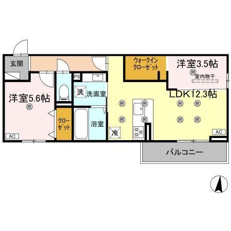 クランツ北井門A(2LDK/2階)の間取り写真