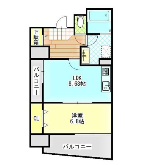 中央ハイツ海老塚(1LDK/15階)の間取り写真