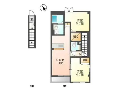 ビブレシャトー(2LDK/2階)の間取り写真