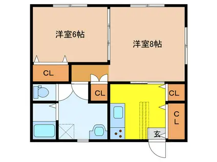 カーサカリーノ(2DK/1階)の間取り写真