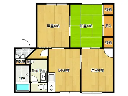 フレグランス小峯A棟(3DK/1階)の間取り写真