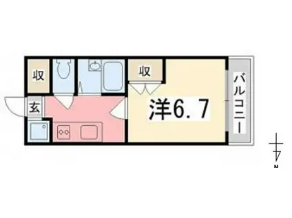 ジュネス城北新町III(1K/2階)の間取り写真