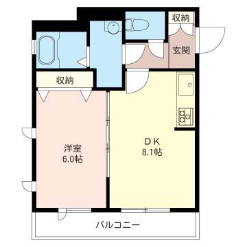 シャーメゾン アルブル(1DK/2階)の間取り写真