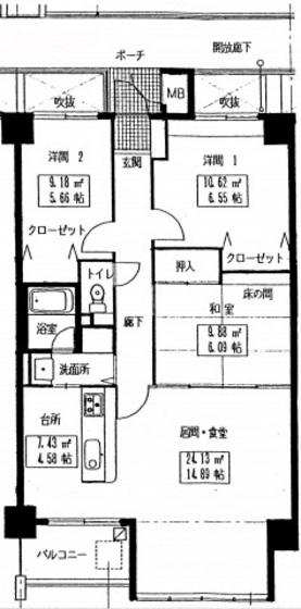 DHハウス三滝(3LDK/3階)の間取り写真