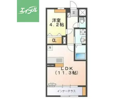 ソラーレ鳥栖(1LDK/1階)の間取り写真