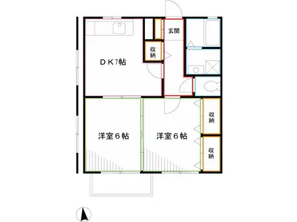 アリュミエール(2DK/1階)の間取り写真