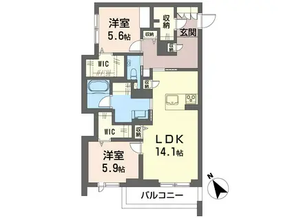 グラストン(2LDK/2階)の間取り写真