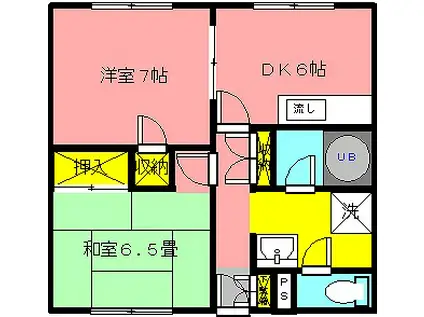ハイツサニーサイド(2DK/2階)の間取り写真