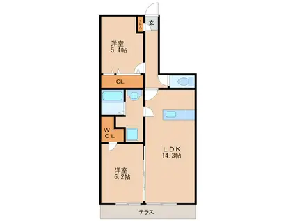 サニーコート梅満(2LDK/3階)の間取り写真