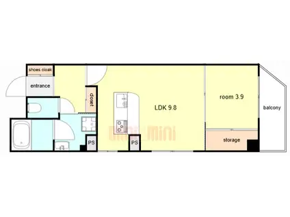 ラトゥール伊丹西台(1LDK/3階)の間取り写真