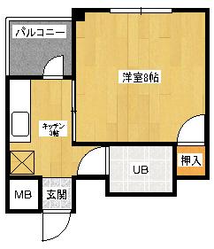 コーポ紀本(1K/4階)の間取り写真