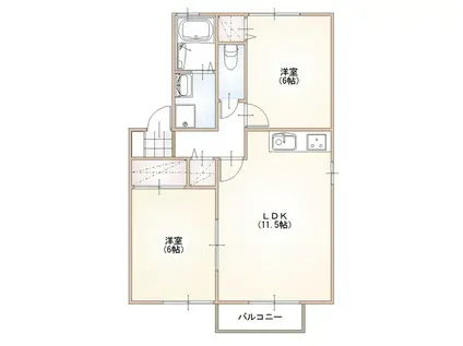 セジュールT A棟(2LDK/1階)の間取り写真