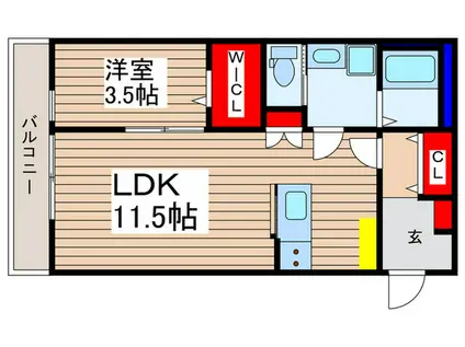 砂新田AP4(1LDK/3階)の間取り写真