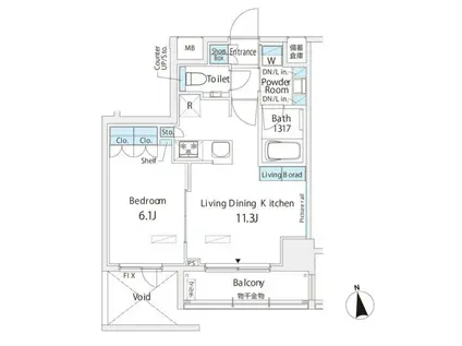 ベルヴュー浅草橋(1LDK/6階)の間取り写真
