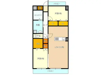 WOODBELL Y(2LDK/3階)の間取り写真