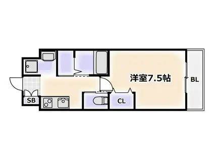 天王寺エルモ(1K/4階)の間取り写真