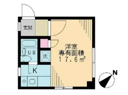 中目黒五番館(1K/1階)の間取り写真