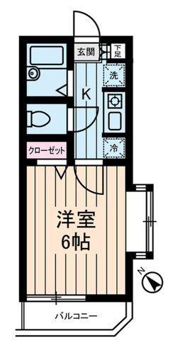 カディカワセIII(1K/2階)の間取り写真