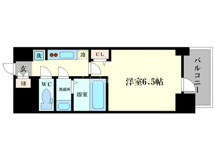 プレサンス四天王寺前夕陽ヶ丘 凛宮(1K/3階)の間取り写真