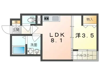 DPORTAGROVE(1LDK/2階)の間取り写真