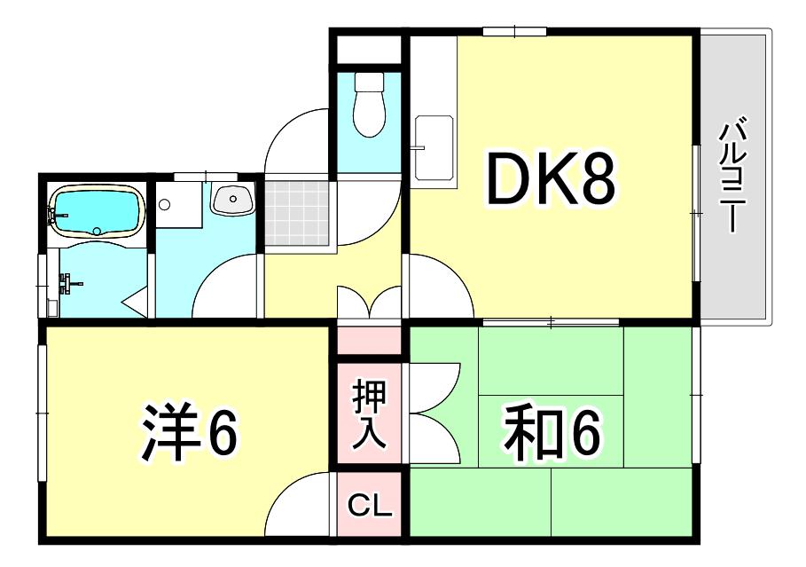 カーサプリモ(2DK/1階)の間取り写真