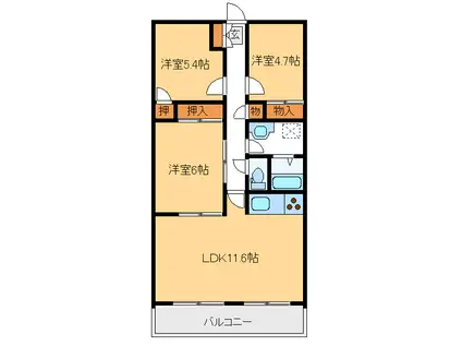 メゾン・ド・シャルマン I(3LDK/1階)の間取り写真