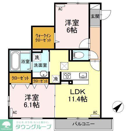 インティエール(2LDK/1階)の間取り写真
