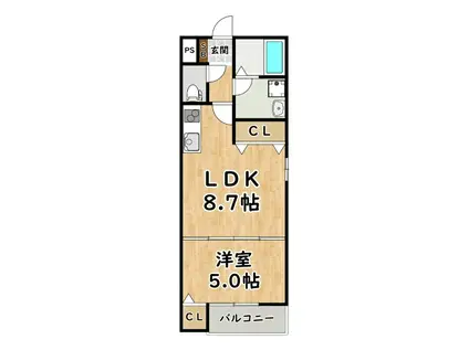 アート塚本(1LDK/1階)の間取り写真