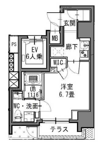 S-RESIDENCE新御徒町イースト(1K/1階)の間取り写真