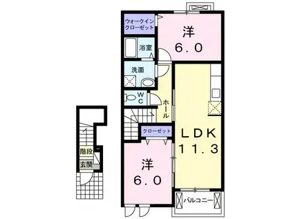 ビサイドアヴェニュー(2LDK/2階)の間取り写真