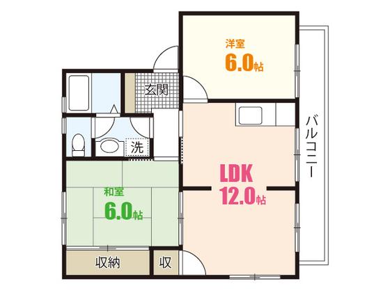 メゾンいちば A棟(2LDK/2階)の間取り写真